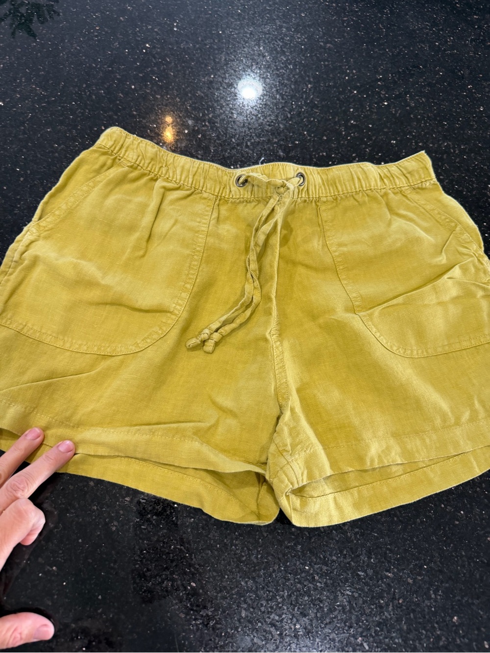 C&C California Mustard Drawstring Linen-Blend Athletic Shorts